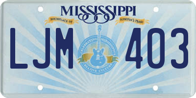 MS license plate LJM403