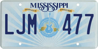 MS license plate LJM477