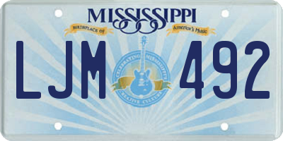 MS license plate LJM492