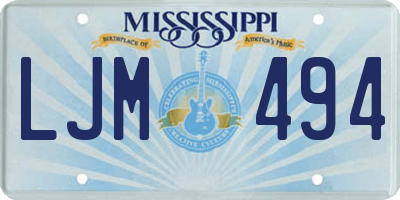 MS license plate LJM494