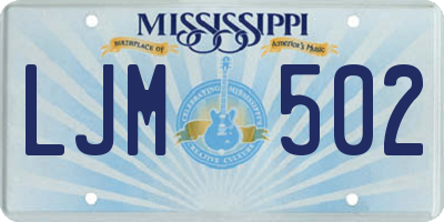 MS license plate LJM502