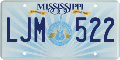 MS license plate LJM522