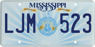 MS license plate LJM523