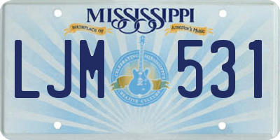 MS license plate LJM531