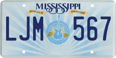 MS license plate LJM567