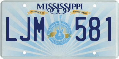 MS license plate LJM581