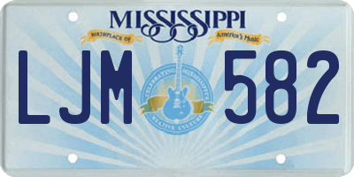 MS license plate LJM582