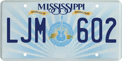 MS license plate LJM602