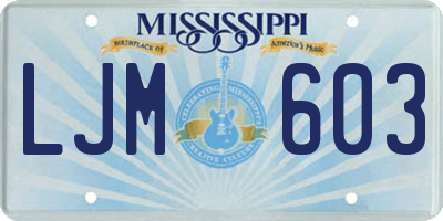 MS license plate LJM603