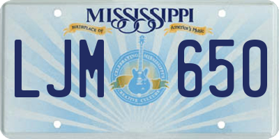 MS license plate LJM650