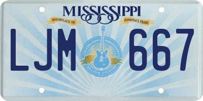 MS license plate LJM667