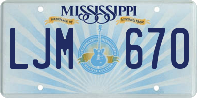 MS license plate LJM670