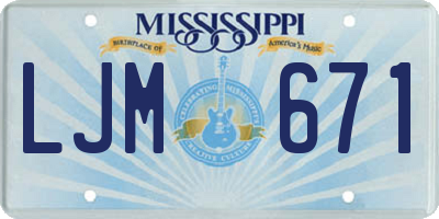 MS license plate LJM671
