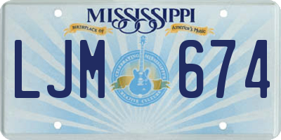 MS license plate LJM674