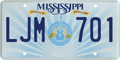 MS license plate LJM701