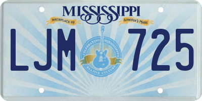 MS license plate LJM725