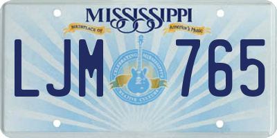 MS license plate LJM765