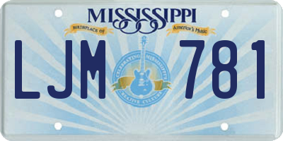 MS license plate LJM781