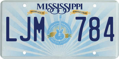 MS license plate LJM784