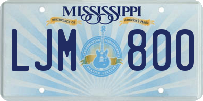 MS license plate LJM800