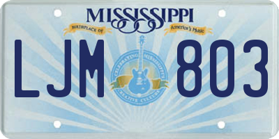 MS license plate LJM803