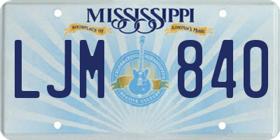 MS license plate LJM840