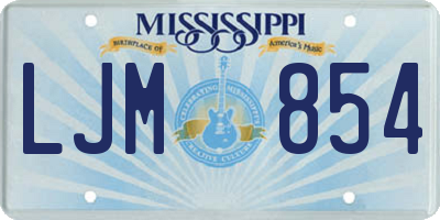 MS license plate LJM854