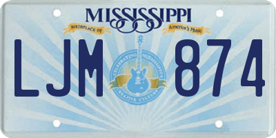 MS license plate LJM874