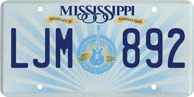 MS license plate LJM892