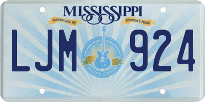 MS license plate LJM924
