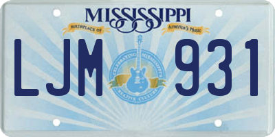 MS license plate LJM931