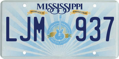 MS license plate LJM937