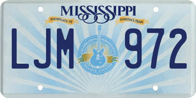 MS license plate LJM972