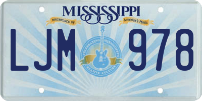 MS license plate LJM978