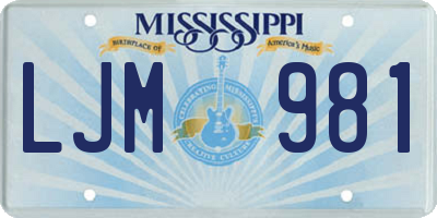 MS license plate LJM981