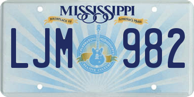MS license plate LJM982