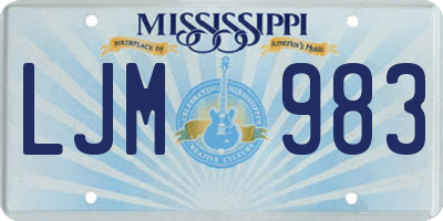 MS license plate LJM983