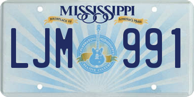MS license plate LJM991