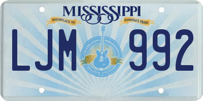 MS license plate LJM992
