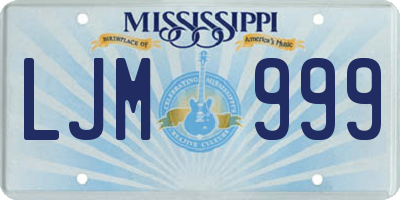 MS license plate LJM999