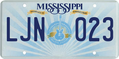 MS license plate LJN023