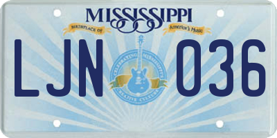 MS license plate LJN036