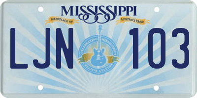 MS license plate LJN103