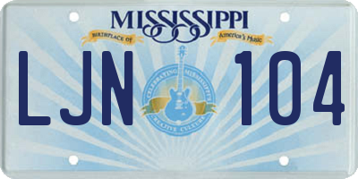 MS license plate LJN104