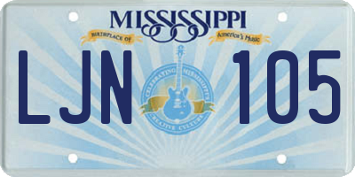 MS license plate LJN105