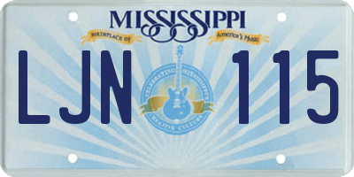 MS license plate LJN115