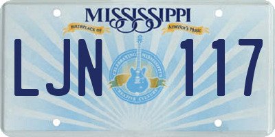 MS license plate LJN117