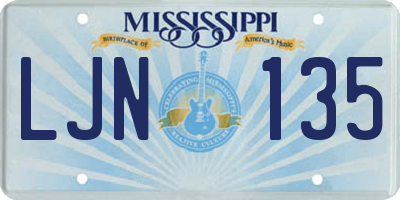 MS license plate LJN135