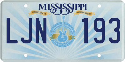 MS license plate LJN193