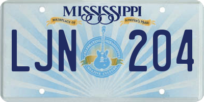 MS license plate LJN204